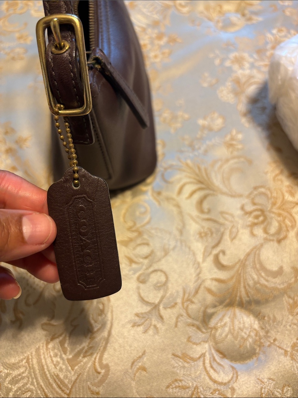 Coach Dark Brown Leather Shoulder Bag with Gold Hardware - Picture 5 of 5